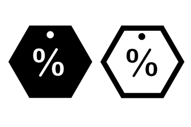 Set 2 simple vector icon hexagon tag percentage