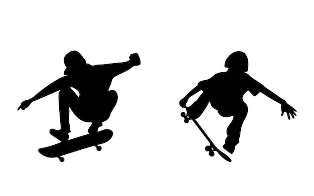 Set of 2 skateboarder silhouette