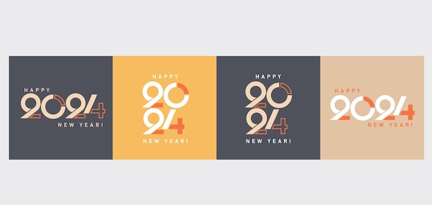 Set of 2024 new year square template 2024 new year celebration with 3D number concept 2024 templat