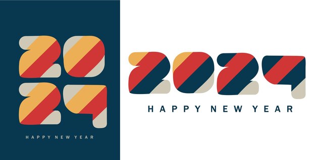 Vector set of 2024 typography logo design concept happy new year 2024 logo design concept