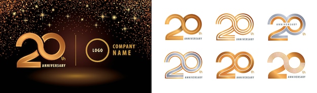 Set of 20th Anniversary logotype design, Twenty years anniversary celebration