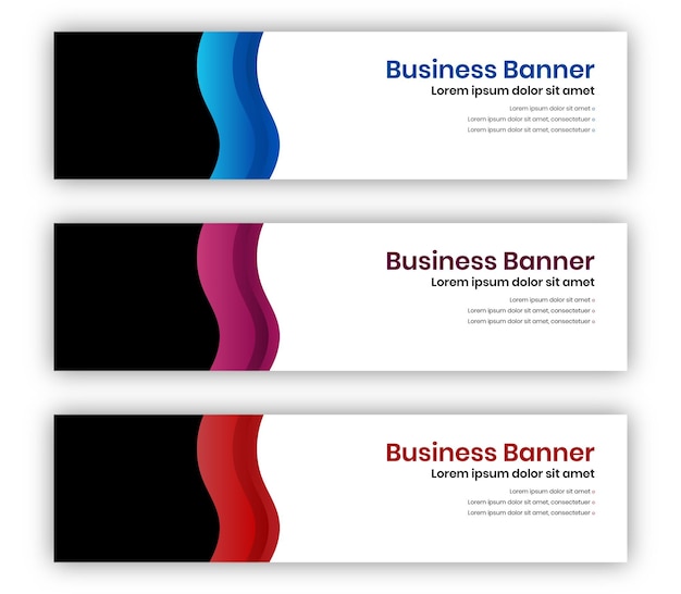 Set of 3 modern business banners with curve design