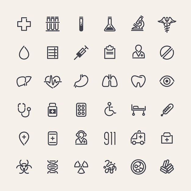 Set of 36 Medical Icons