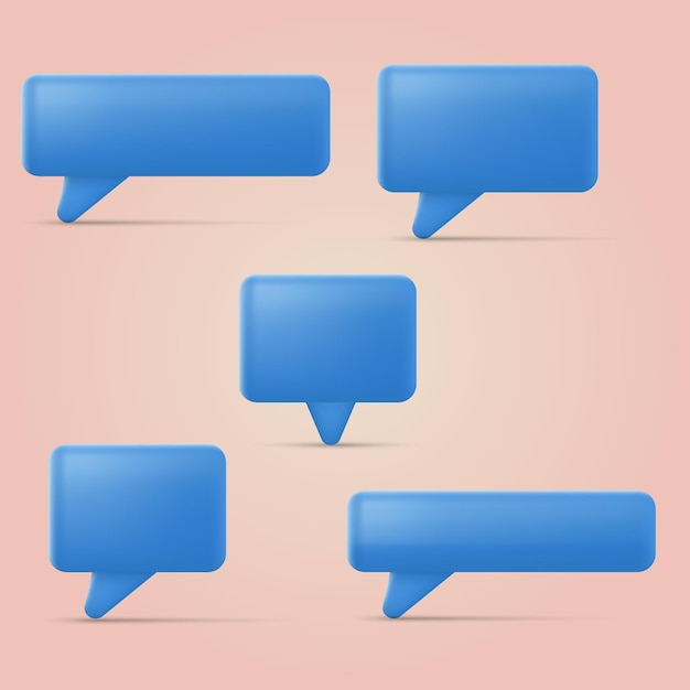 Set of 3d blue speech bubbles Vector