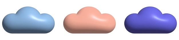 Set of 3d color clouds icons