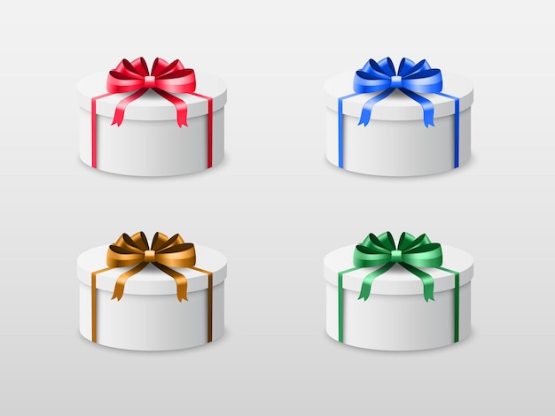 Set of 3d Gift Boxes with Different Colors