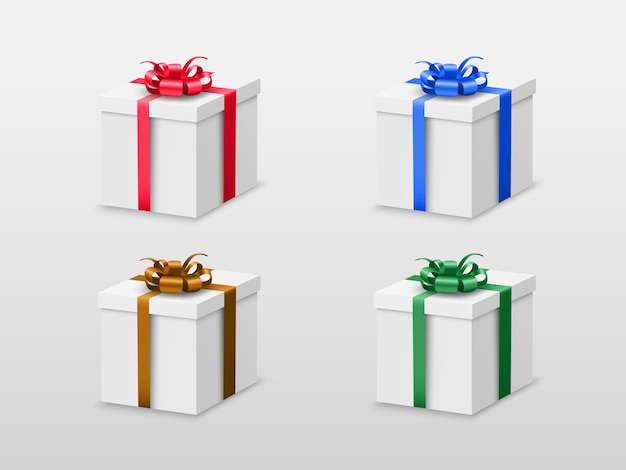 Set of 3d Gift Boxes with Different Colors