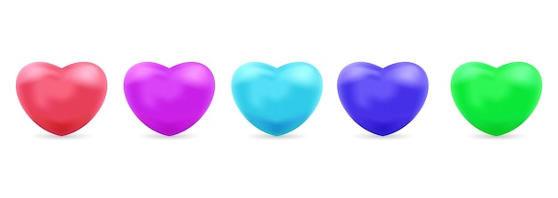 Set of 3D hearts, vector illustration