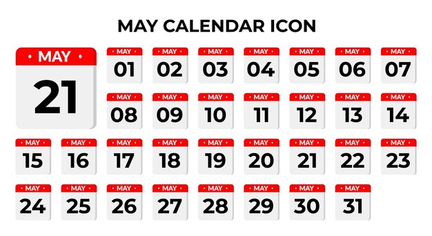 Set 3D May Date Icon