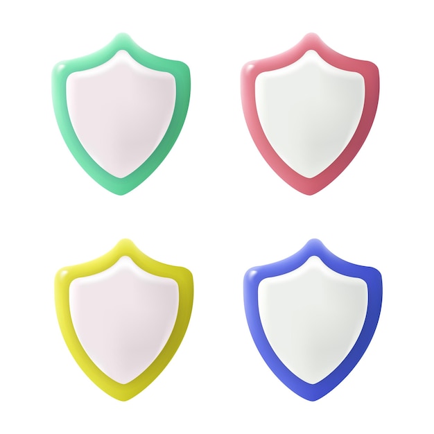 Set of 3d shield icons Vector