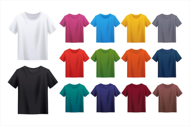 Set of 3d t shirt templates mockup vector