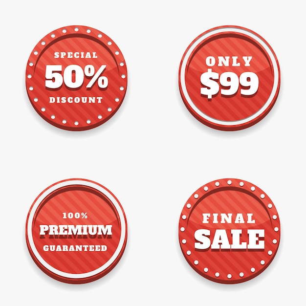 Set of 3d vector badges Sale discount Vector elements