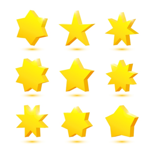   set of 3d yellow stars icons isolated