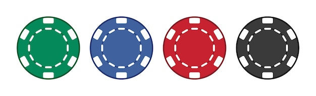 Set 4 different poker chips casino element on white background Vector