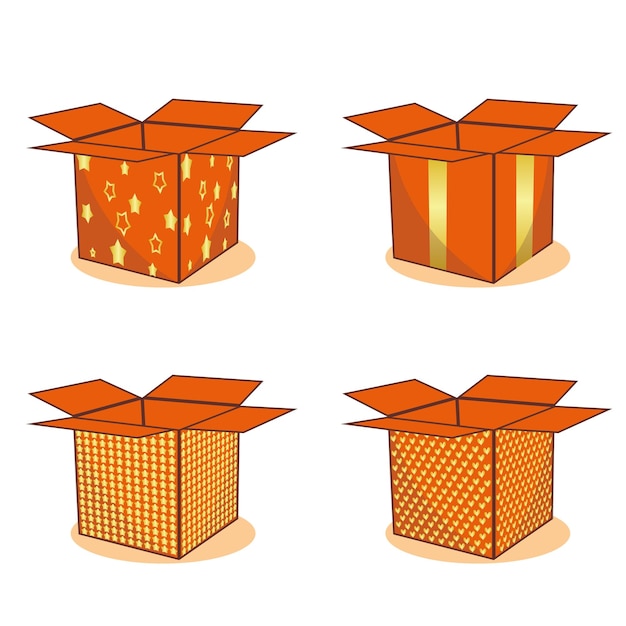 set of 4 orange boxes