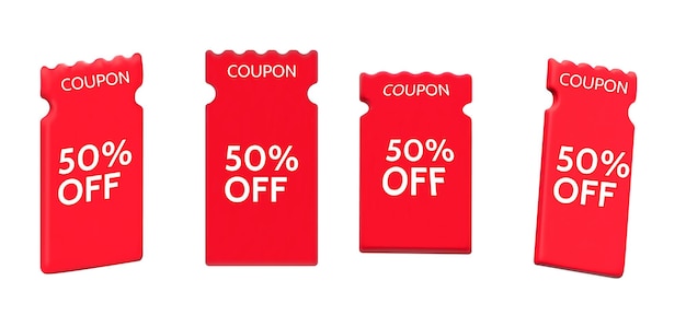 Set of 4 Red 3D Gift Coupons