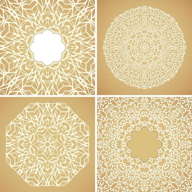 Set of 4 round lace ornamental backgrounds