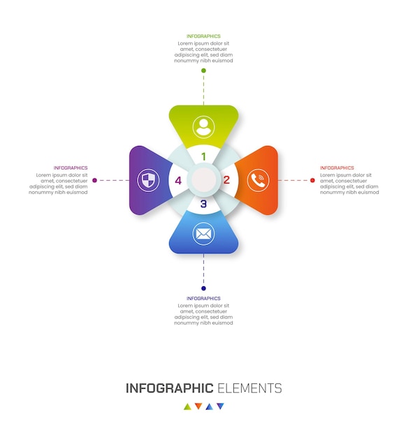 A set of 4 steps business infographic elements with gradient shapes