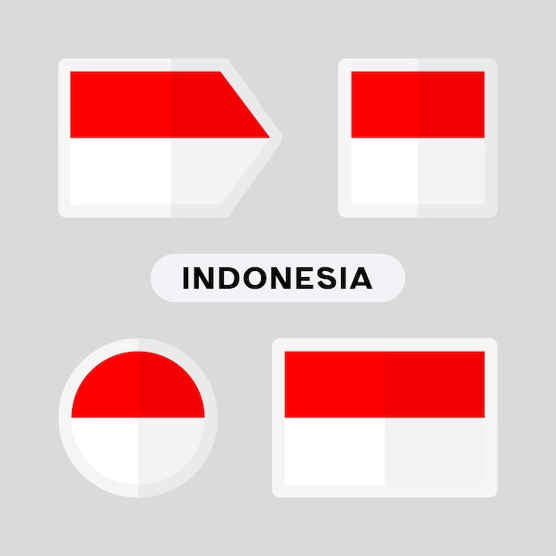 Set of 4 symbols with the flag of Indonesia.