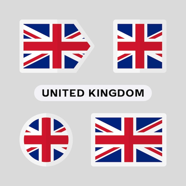 Set of 4 symbols with the flag of United Kingdom