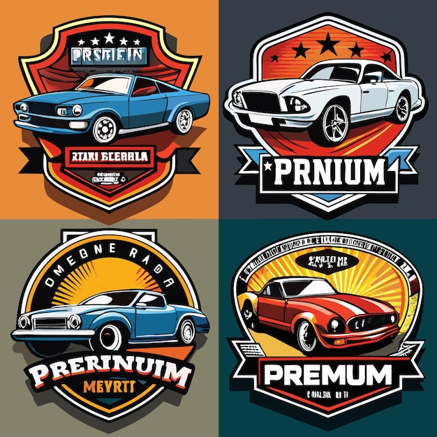 Vector set of 4 vintage car emblems with retro style