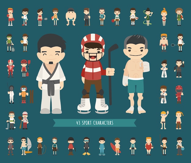 Set of 43 Sport characters 