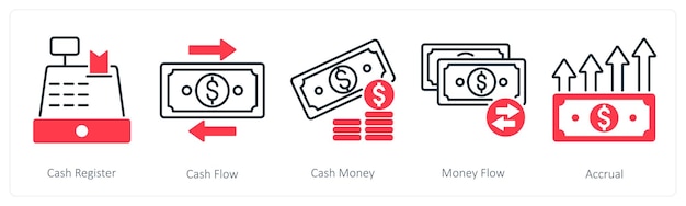 A set of 5 Banking icons as cash register cash flow cash money