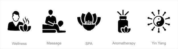 A set of 5 Beauty and Spa icons as wellness massage spa