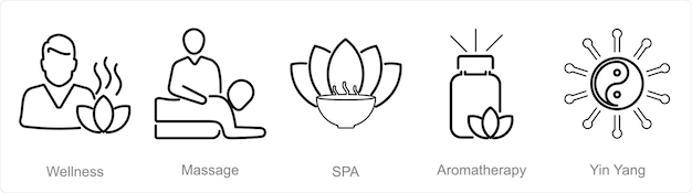 A set of 5 Beauty Spa icons as wellness massage spa