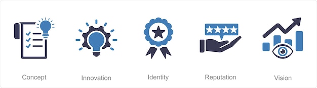 A set of 5 Branding icons as concept innovation identity