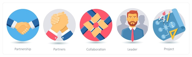 Vector a set of 5 business icons as partnership partners collaboration