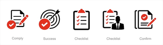 A set of 5 Checkmark icons as comply success checklist