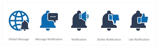 Vector a set of 5 contact icons as global message message notification notification