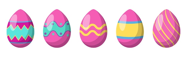 Set of 5 different colorful Easter eggs - Vector