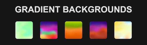 Set of 5 different gradient texture backgrounds Vector