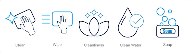 A set of 5 Hygiene icons as clean wipe cleanliness