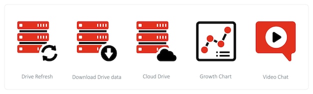 Vector a set of 5 mix icons such as drive refresh download drive data