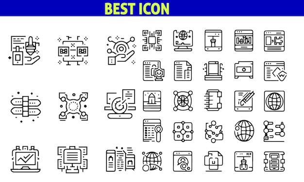 Set of 50 outline icons related to tech Linear icon collection Editable stroke Vector illustrati