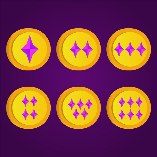 Vector set of 6 gaming coins