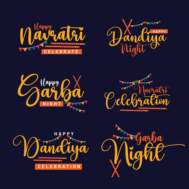 Set of 6 Happy Navratri Dandiya Night Stickers and Bandages Festive Celebration Accessories