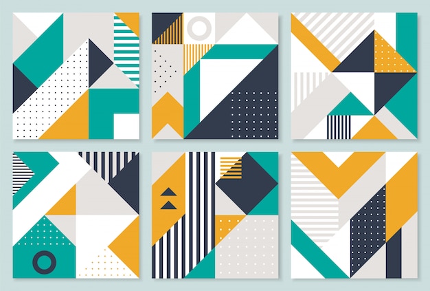 Set of 6 Placard with geometric bauhaus shapes. 