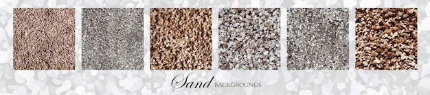 Set of 6 sand textures. Vector element for wallpapers and backgrounds