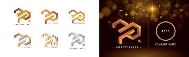 Set of 70th Anniversary logo Seventy years anniversary celebration 70 Years Hexagon Infinity logo