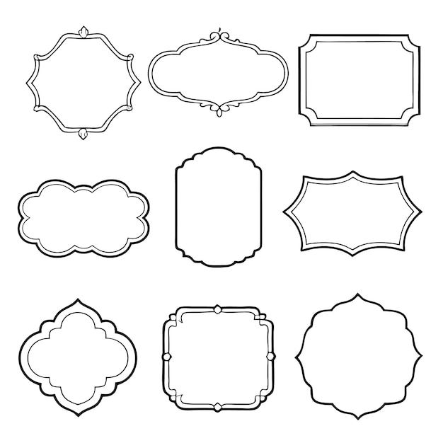 Set of 9 decorative frames for text images or other design elements