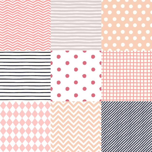 Set of 9 seamless patterns