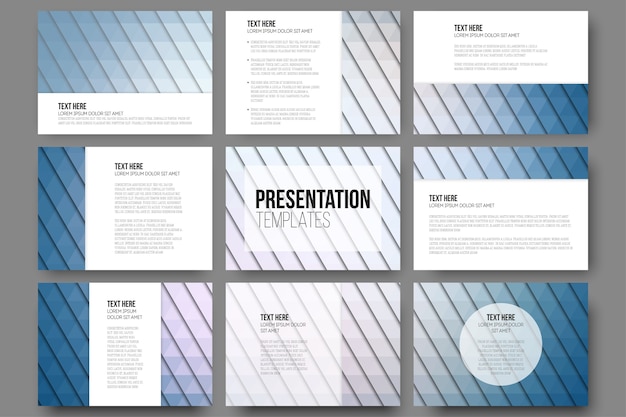 Set of 9 templates for presentation slides