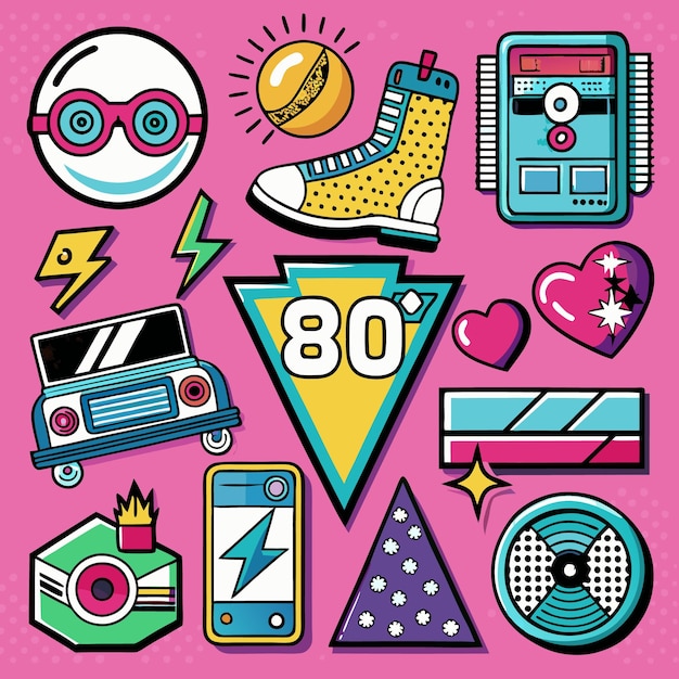 Vector set of 90s icon