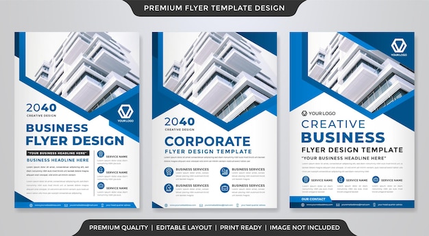 set of a4 business flyer template design with abstract and modern style use for business cover and leaflet