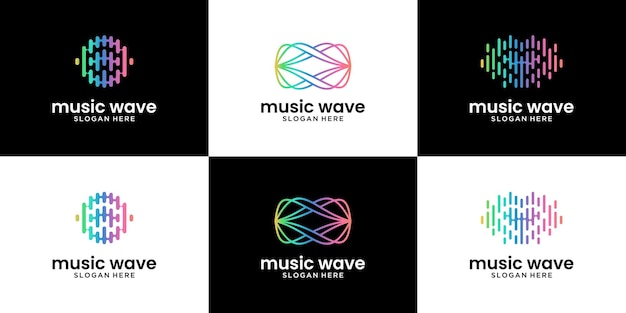 Set of abstract audio wave logo design