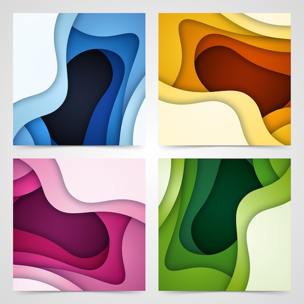 Set of abstract background and paper cut shapes